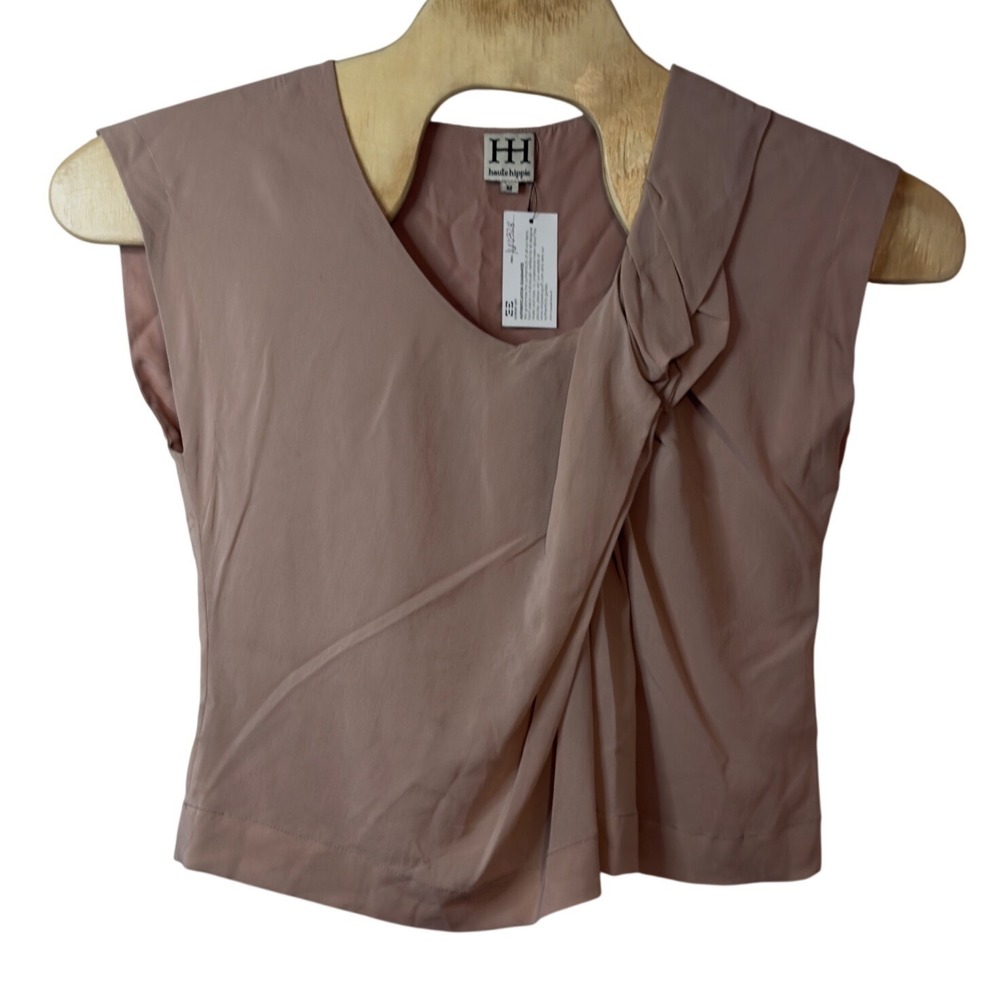 Haute Hippie Sleeveless Faux Wrap Draped Blouse Size M Feminine Office Romantic